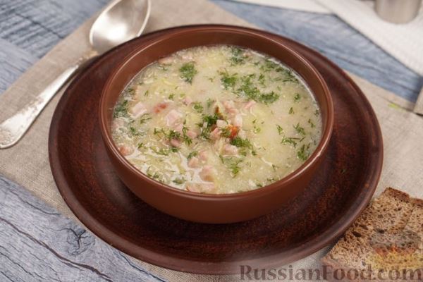 Картофельный суп "Тертюха" с копчёной грудинкой и сливками